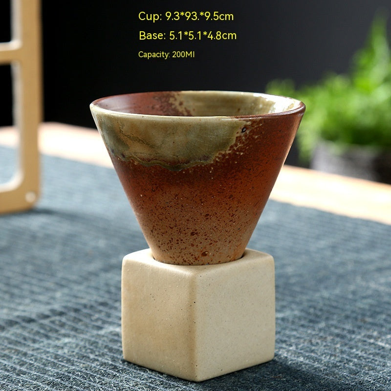 Japanische Retro-Kaffeetasse aus Steingut – Handgefertigter Stil